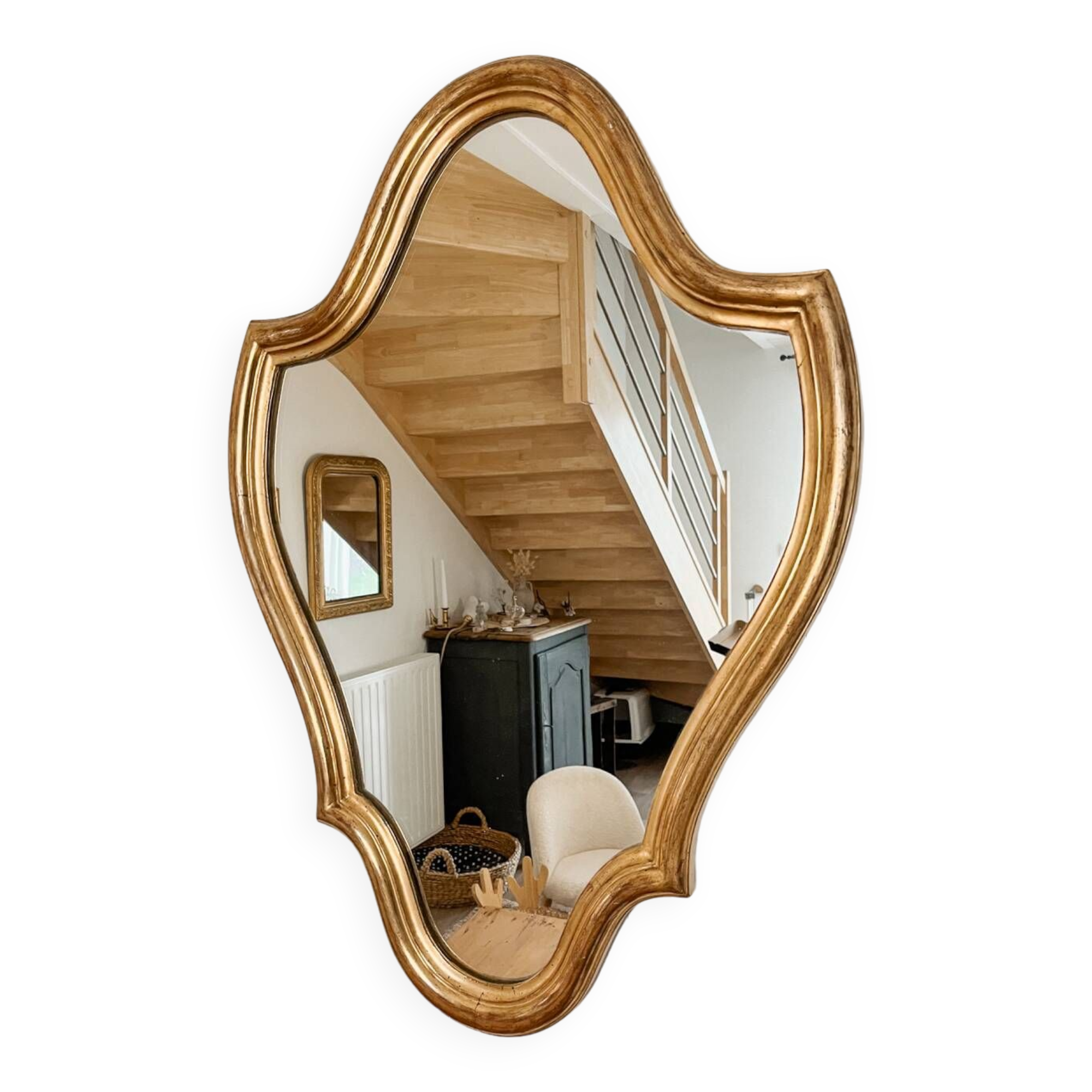 Golden wood mirror