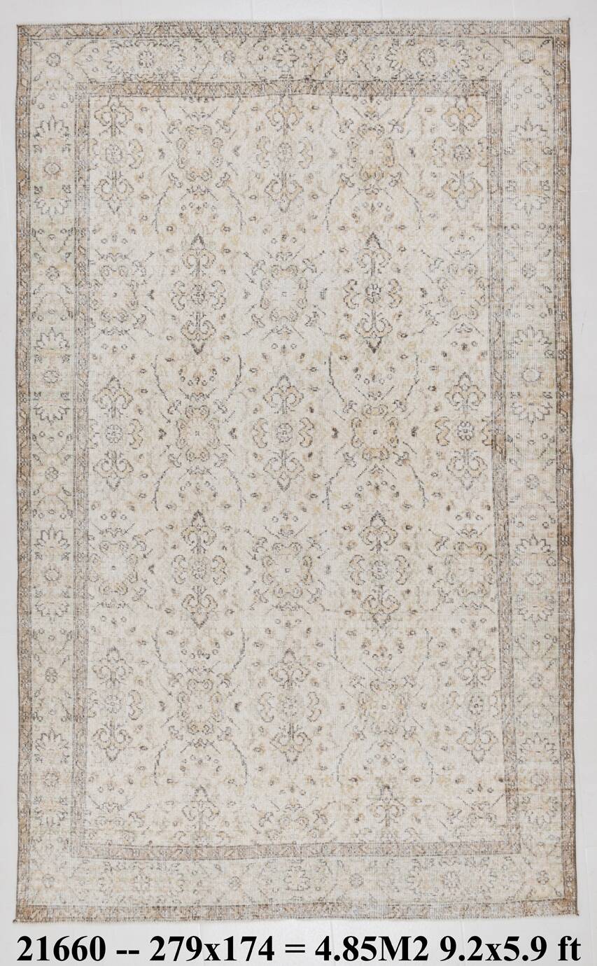 6x9 Beige & Brown Bordered Pattern Turkish Rug, 174x279Cm
