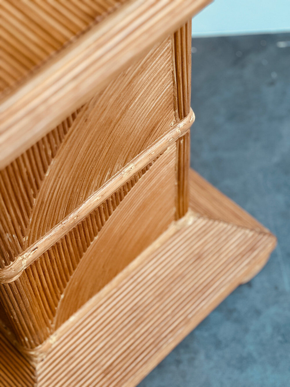 French split bamboo pedestal / plinth, 1970s