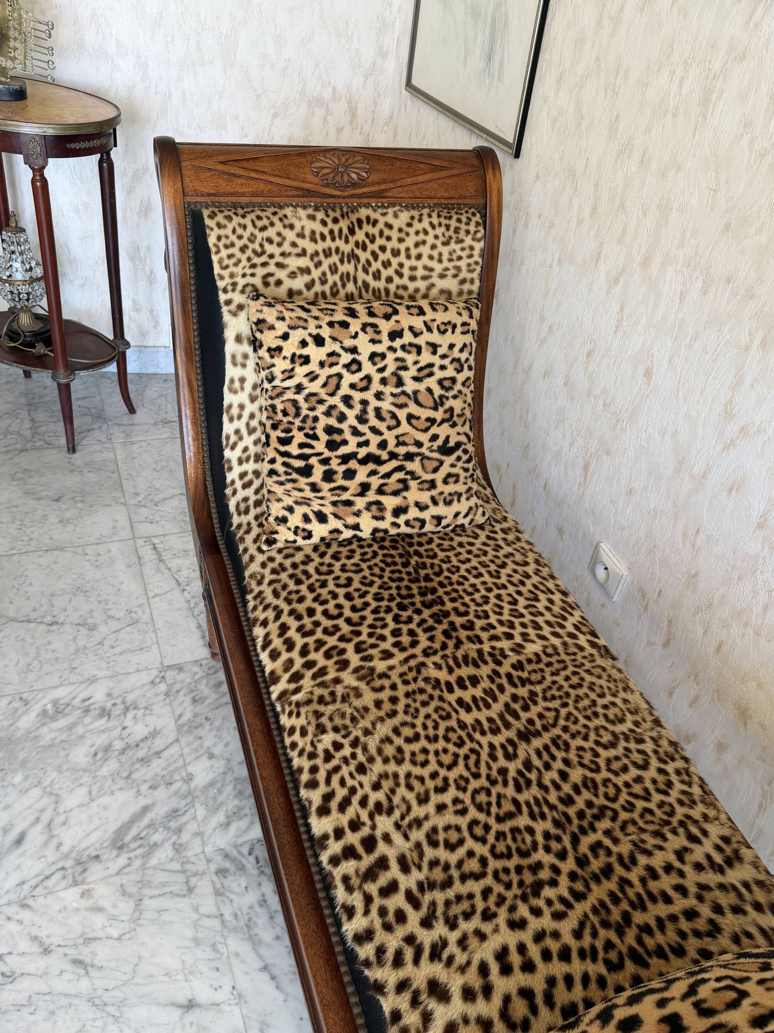 Empire-style wooden daybed / chaise longue