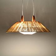 Raffia Bast and Teak Pendant Lamp from Temde