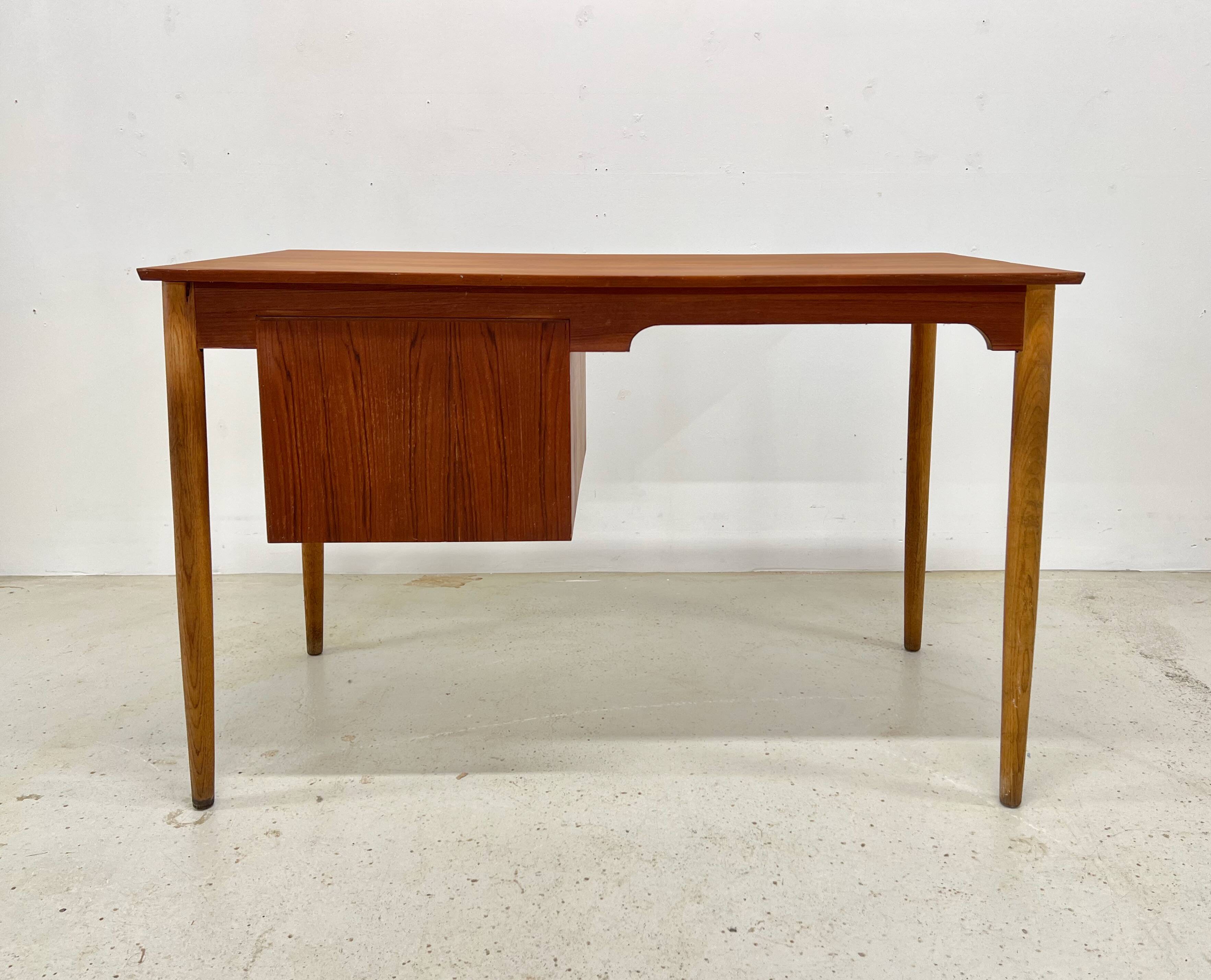 Danish Petite Teak & Beech Desk, 1950s.