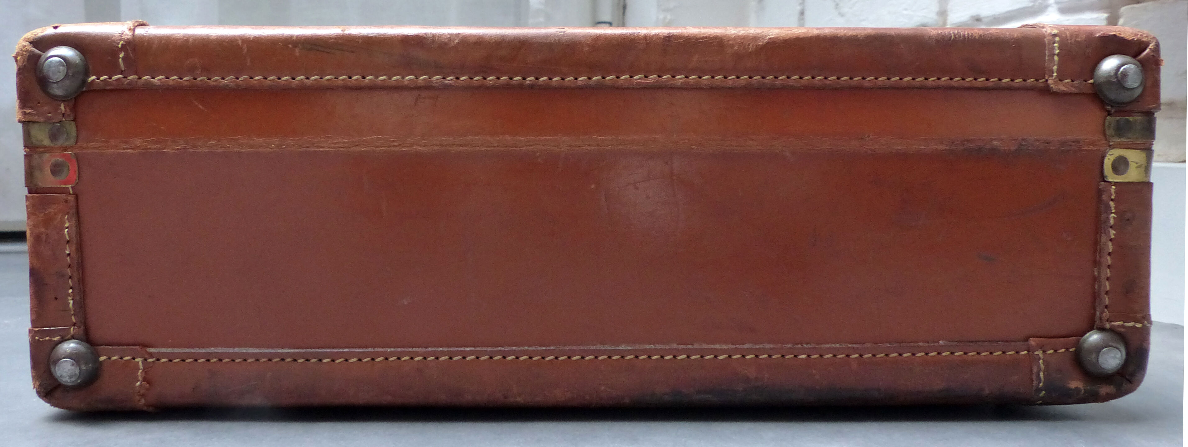 Vintage monogrammed leather jV case