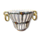 Basket in openwork earthenware Emile Tessier (1887-1971) in Malicorne