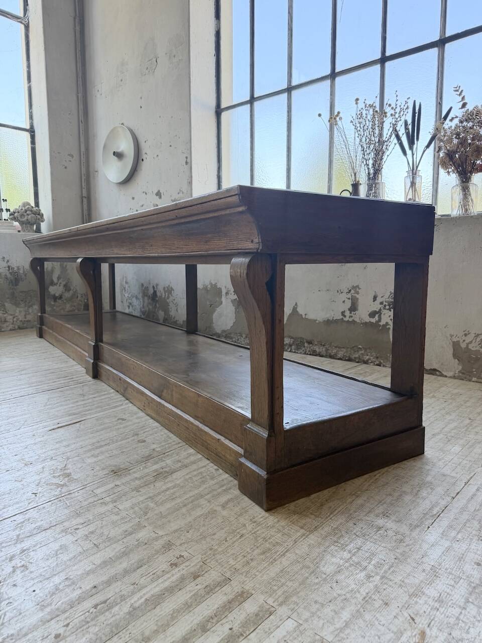Table de gantier drapière 1900 chêne massif 330cm XL