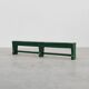 Rustic primitive green farmhouse bench in solid oak, France ca. 1900