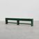 Rustic primitive green farmhouse bench in solid oak, France ca. 1900