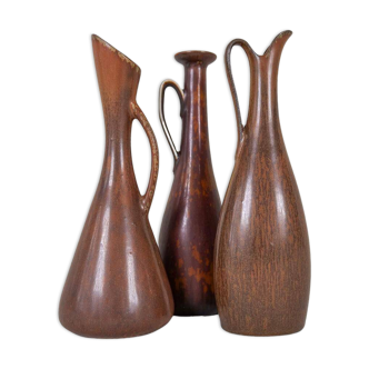 Mid-century modern set of 3 ceramic pieces by Rörstrand Gunnar Nylund, Sweden, 1950s.