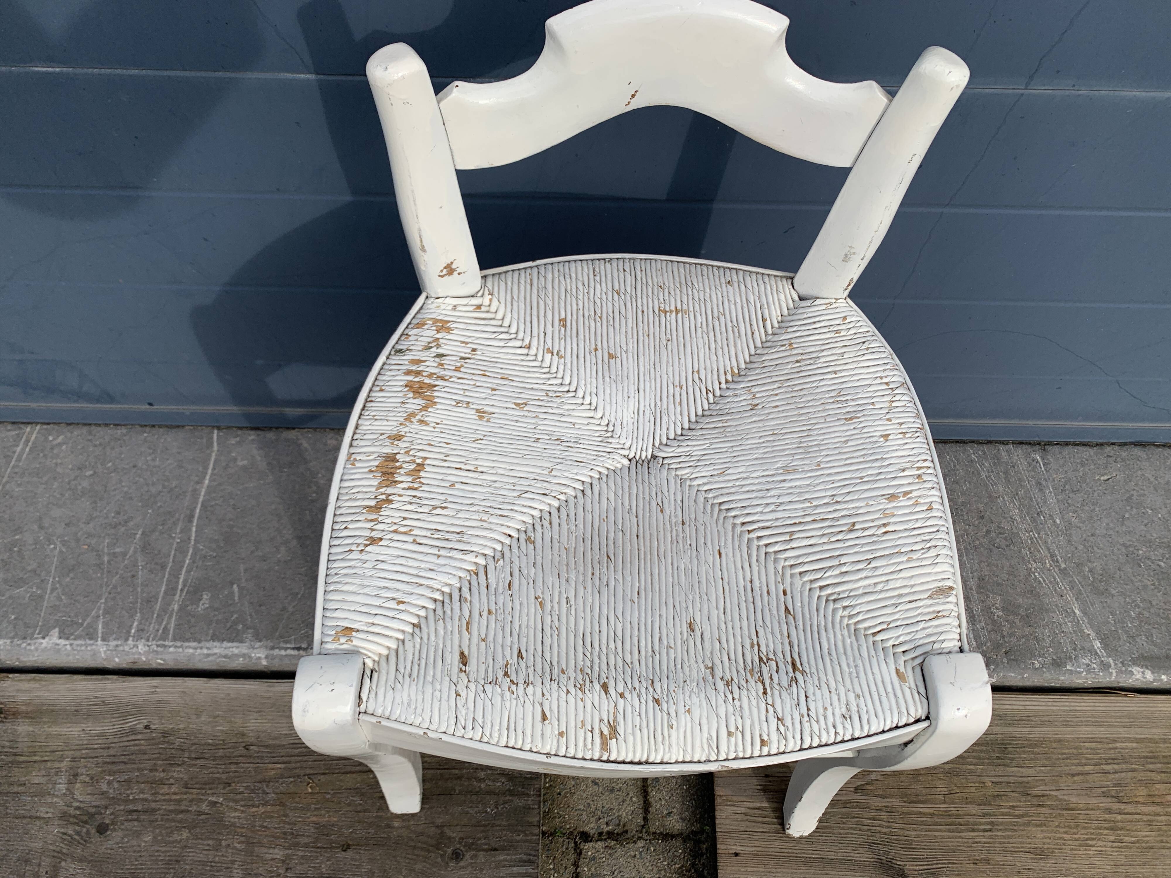 Vintage mulched stool painted white