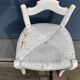 Tabouret paillé vintage peint en blanc
