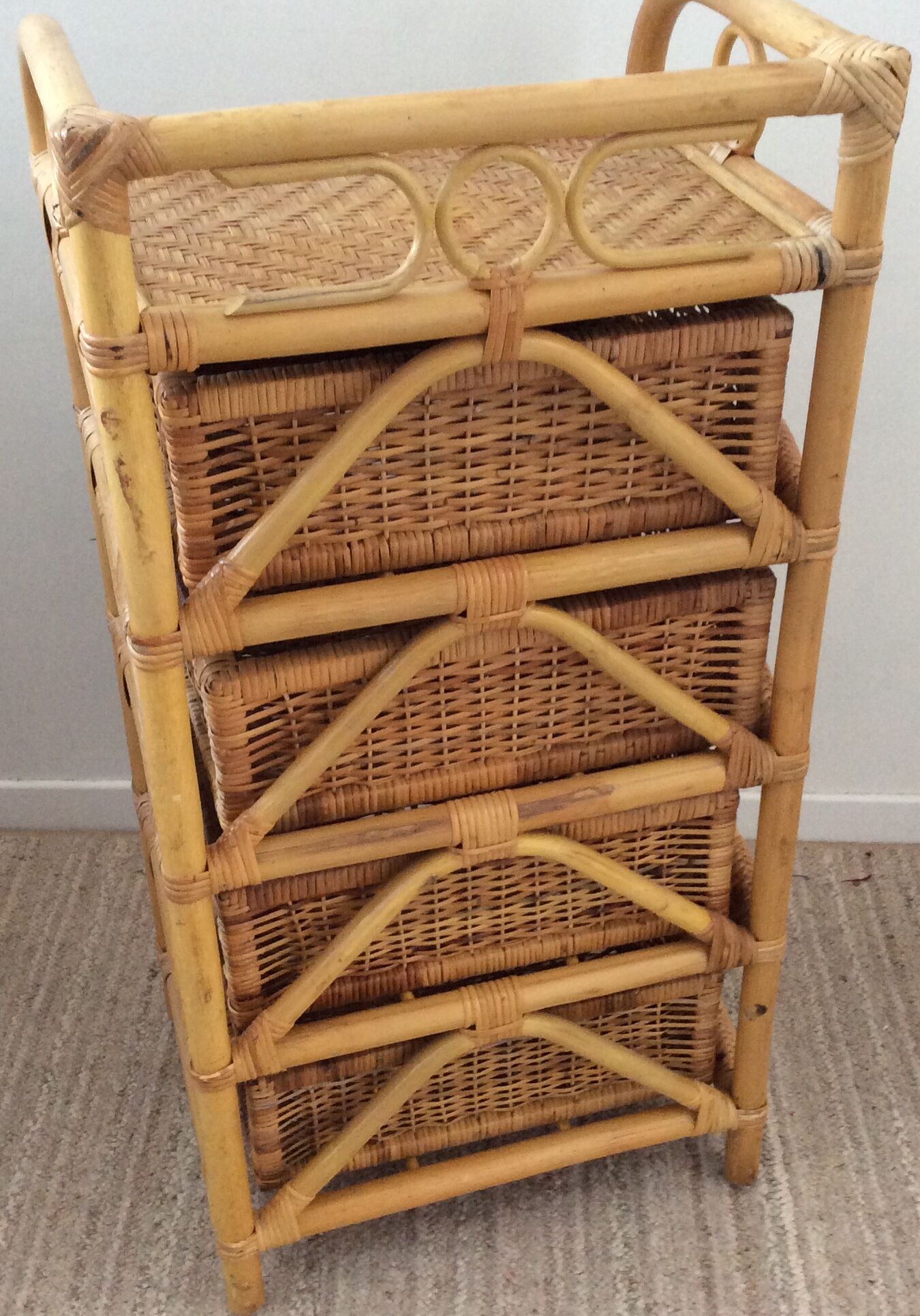 Rattan and wicker rag duo from the 70s