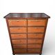 Weekly planner with 12 drawers, wood & leather fronts, notary's furniture.