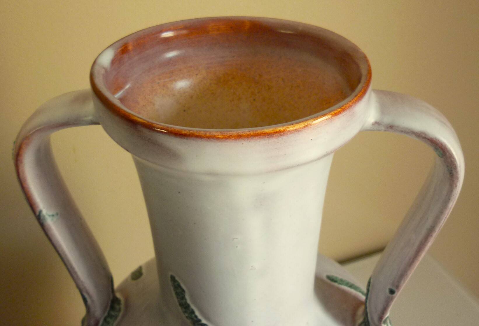 Large vase in glazed ceramic and "fat lava", signed Bruno Dose, design from the 50s/60s