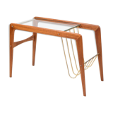 Danish teak & glass coffee table with rack, Denmark, 1960s