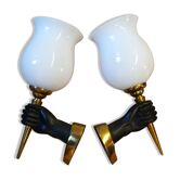 Pair of sconces in hands of Nubian by John Dévoluy