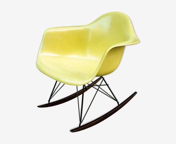 Rocking-chair Eames vintage by Herman Miller - Lemon Yellow