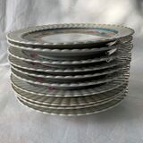 Dessert service 10 plates and a Bernardaud Limoges porcelain cake dish