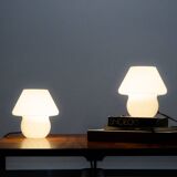 Set of 2 Mushroom Table Lamps by Venini for Mazzega, Italy, 1960s