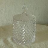 Bonbonniere pot couvert en verre decor pointe de diamant