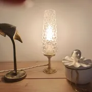 Retro chic art deco lamp, diamond tip & gilded brass
