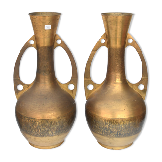 Pair of brass vases