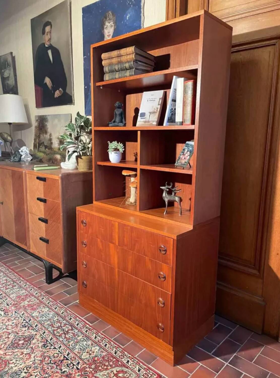 Commode bibliothèque scandinave en teck