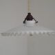 Vintage French Art Deco White Opaline Glass Pendant Light with Frilled Edge 5563