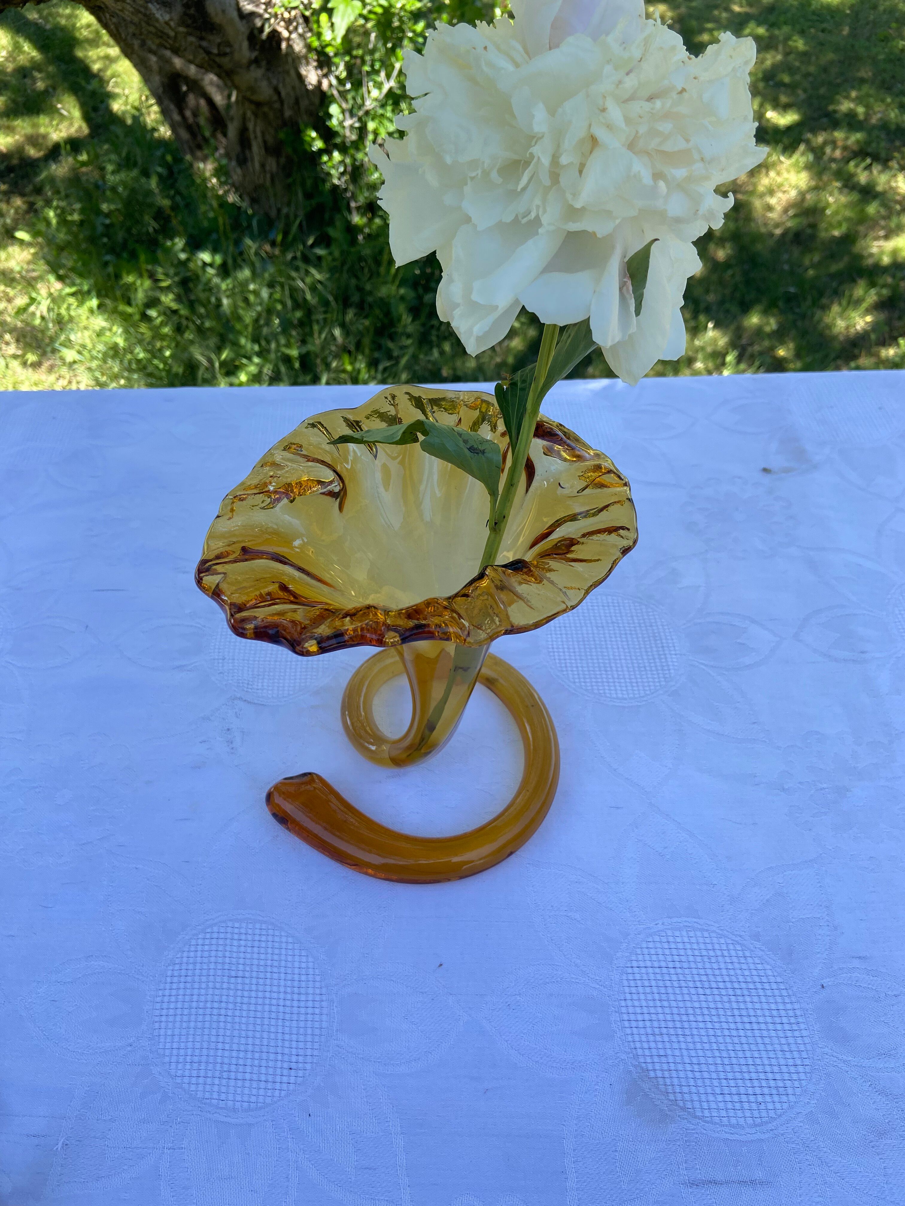 Amber blown glass soliflore vase vintage