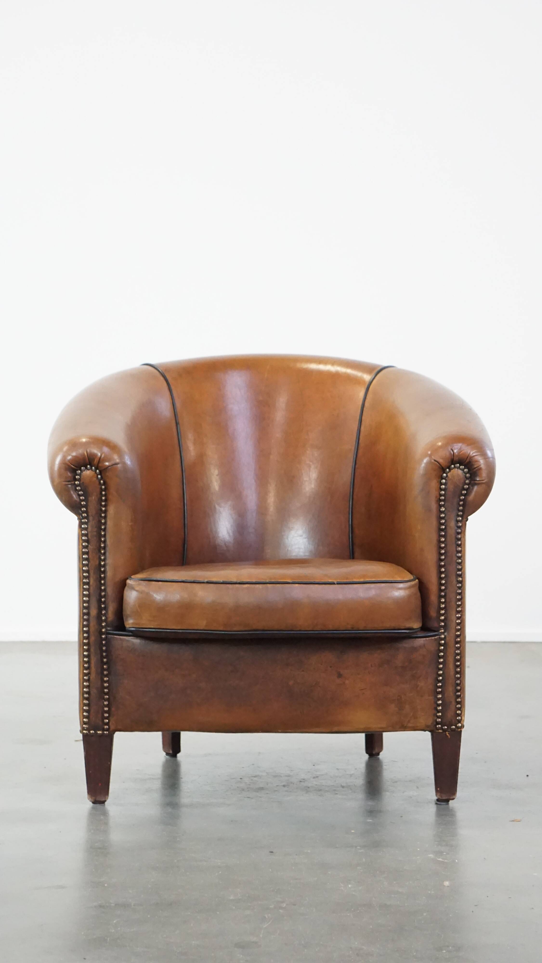 Sheep leather club armchair