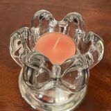 Pair of candle holders in crystal and vintage silver metal