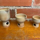 Antique niderviller lauze set pitchers + sugar pot vintage beige stoneware #