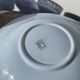 Round dish, sky blue ceramic wolf mill