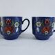 Vintage coffee set - blue and red flower patterns