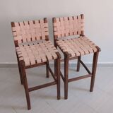Duo bar stools in wood and leather