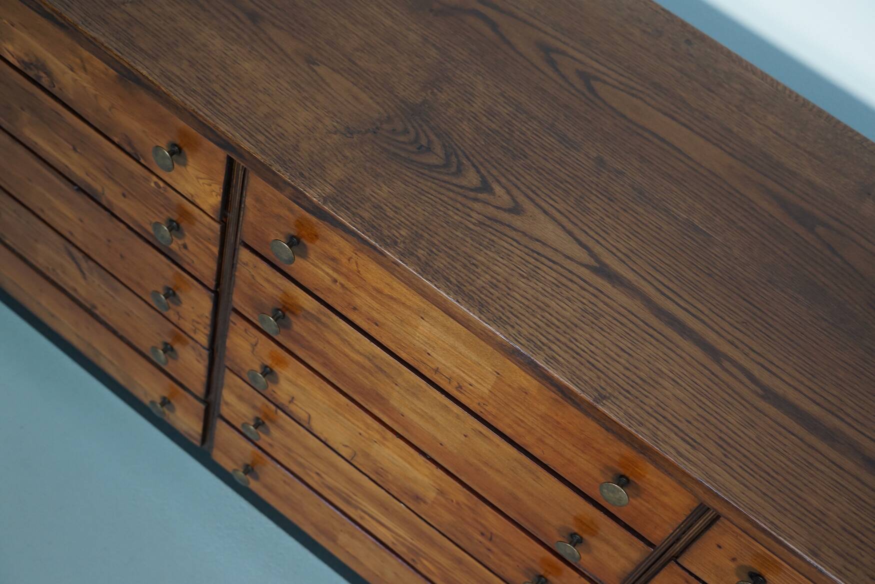 Vintage German pine & oak apothecary cabinet, 1950s