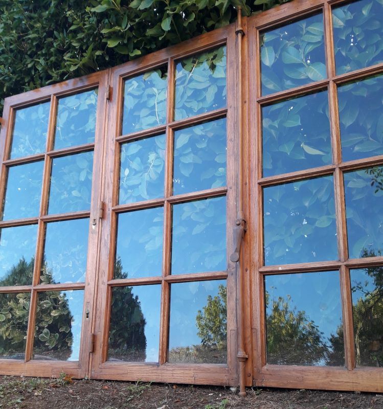 Glass window h141xl263 in oak 4 leaves