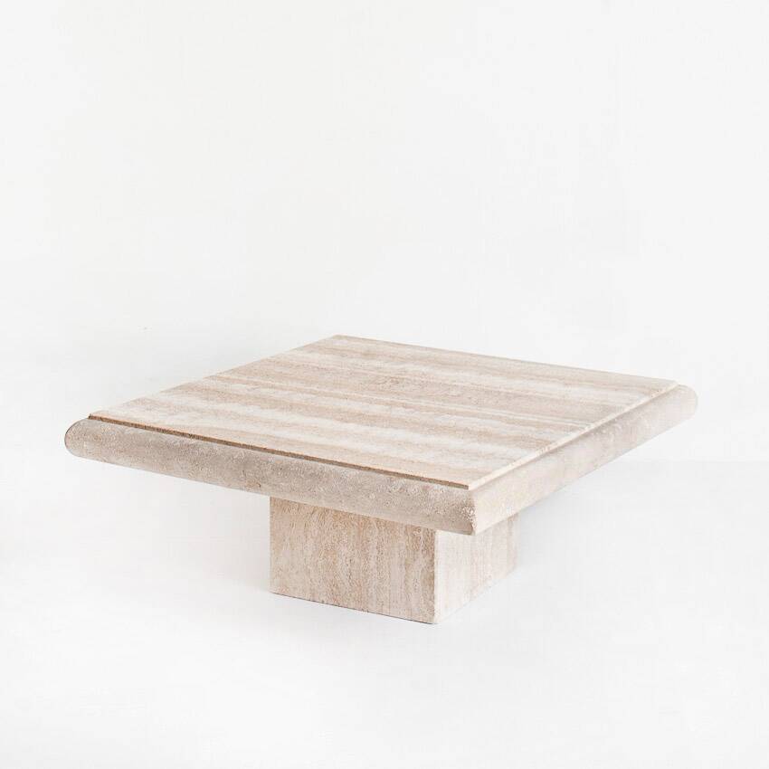 Large vintage travertine marble coffee table. Italy, 1980s