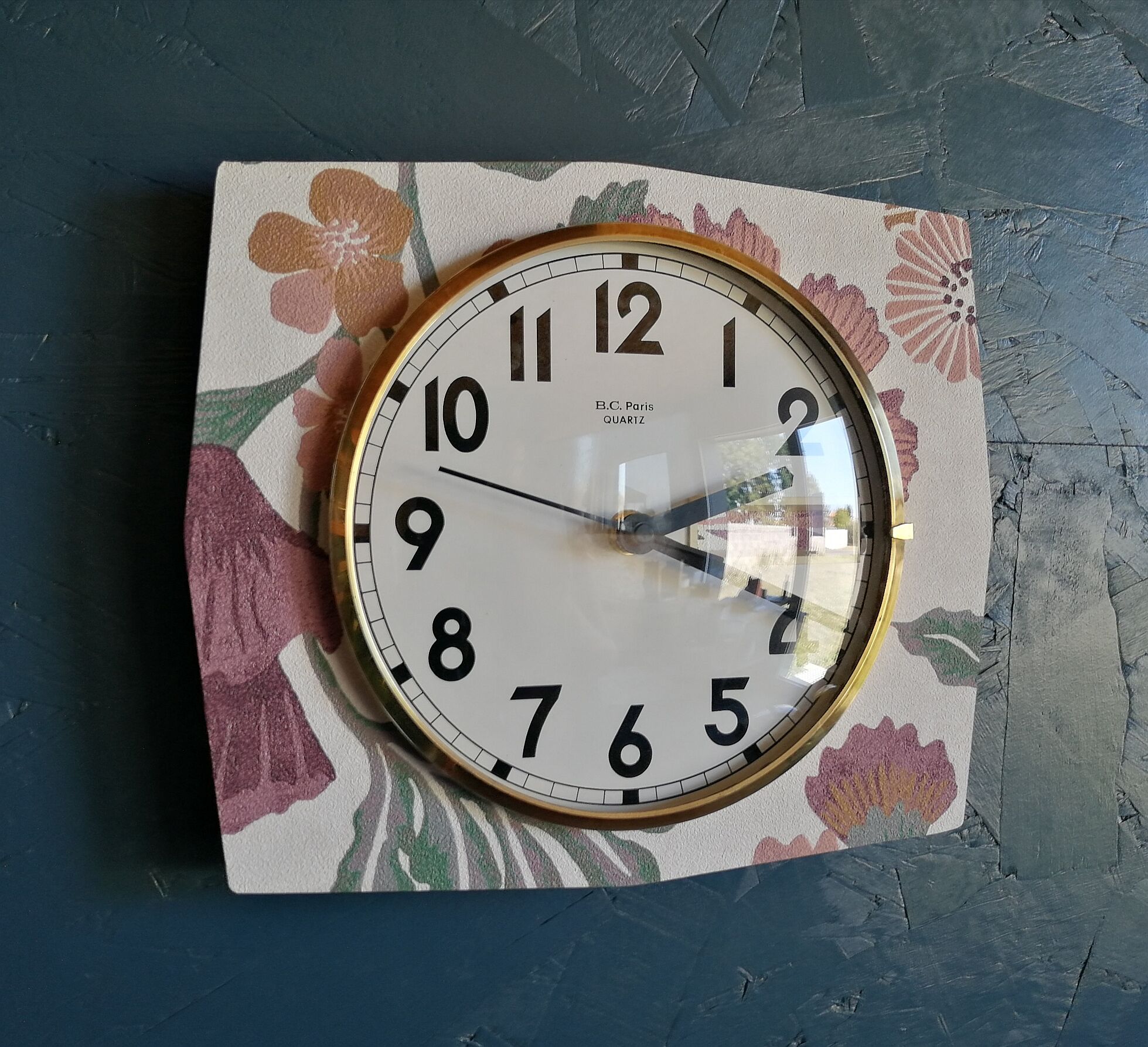 Vintage clock formica silent wall clock "BC Paris Quartz"