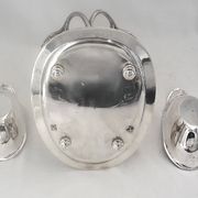 Idiot, double sauce boat + liners, Minerva silver, excellent condition, 19th century, 1.798 kg