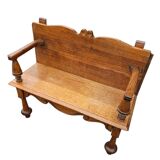Antique Dutch oak hall bench / 1920s