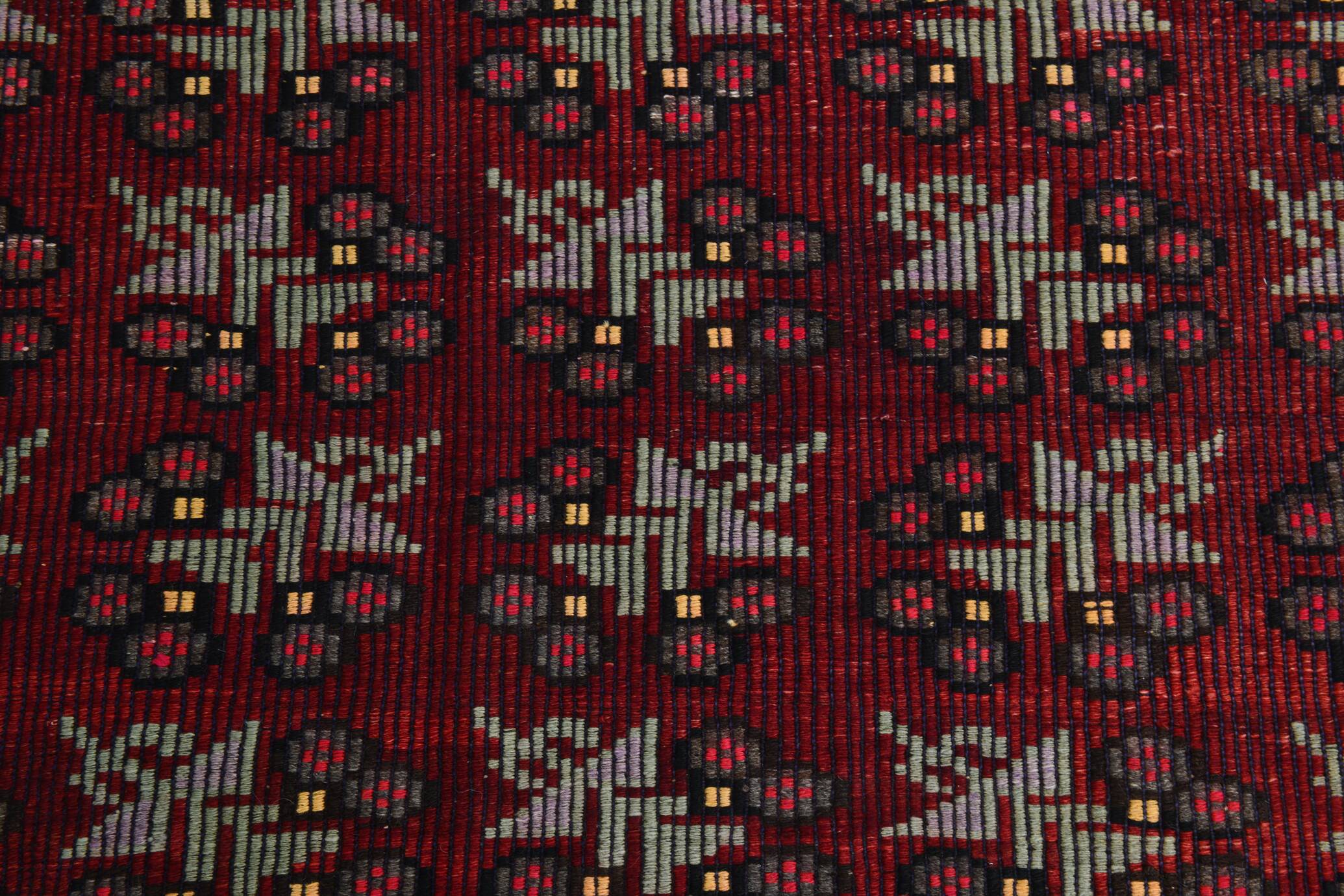 Neutral Wool Turkish Red Kilim Rug, 218x311 Cm