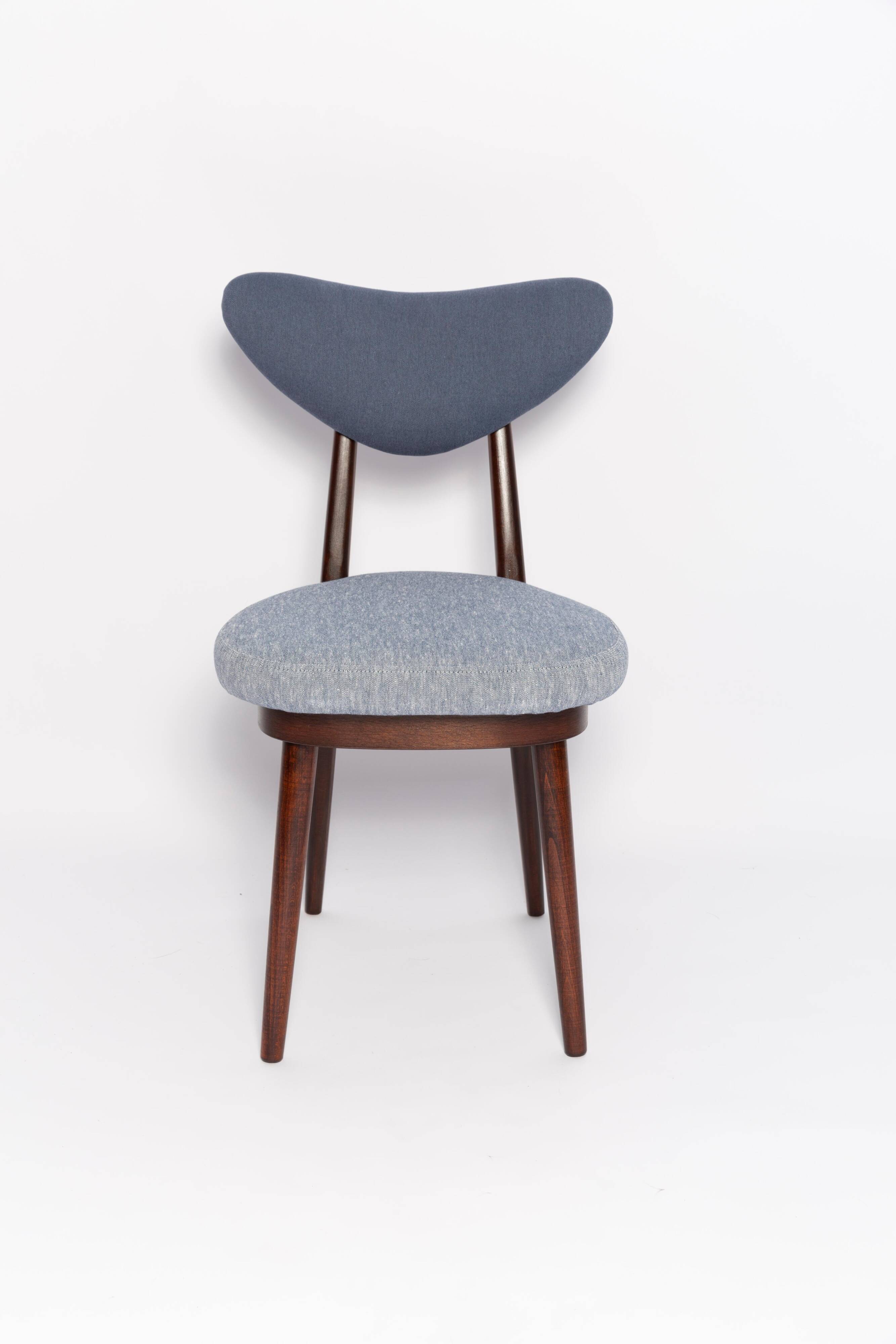 Heart-shaped chair in light and medium blue denim, mid-century, Europe, 1960s.