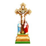 Vintage statuette Jesus on the Cross surrounded by Mary and John