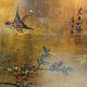 Cabinet chinois vintage avec feuille d'or, fleurs et oiseaux / bohème