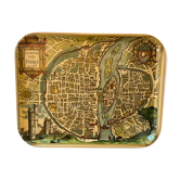 Old fiberglass plateau: map of Paris, Lutetia in 1575.