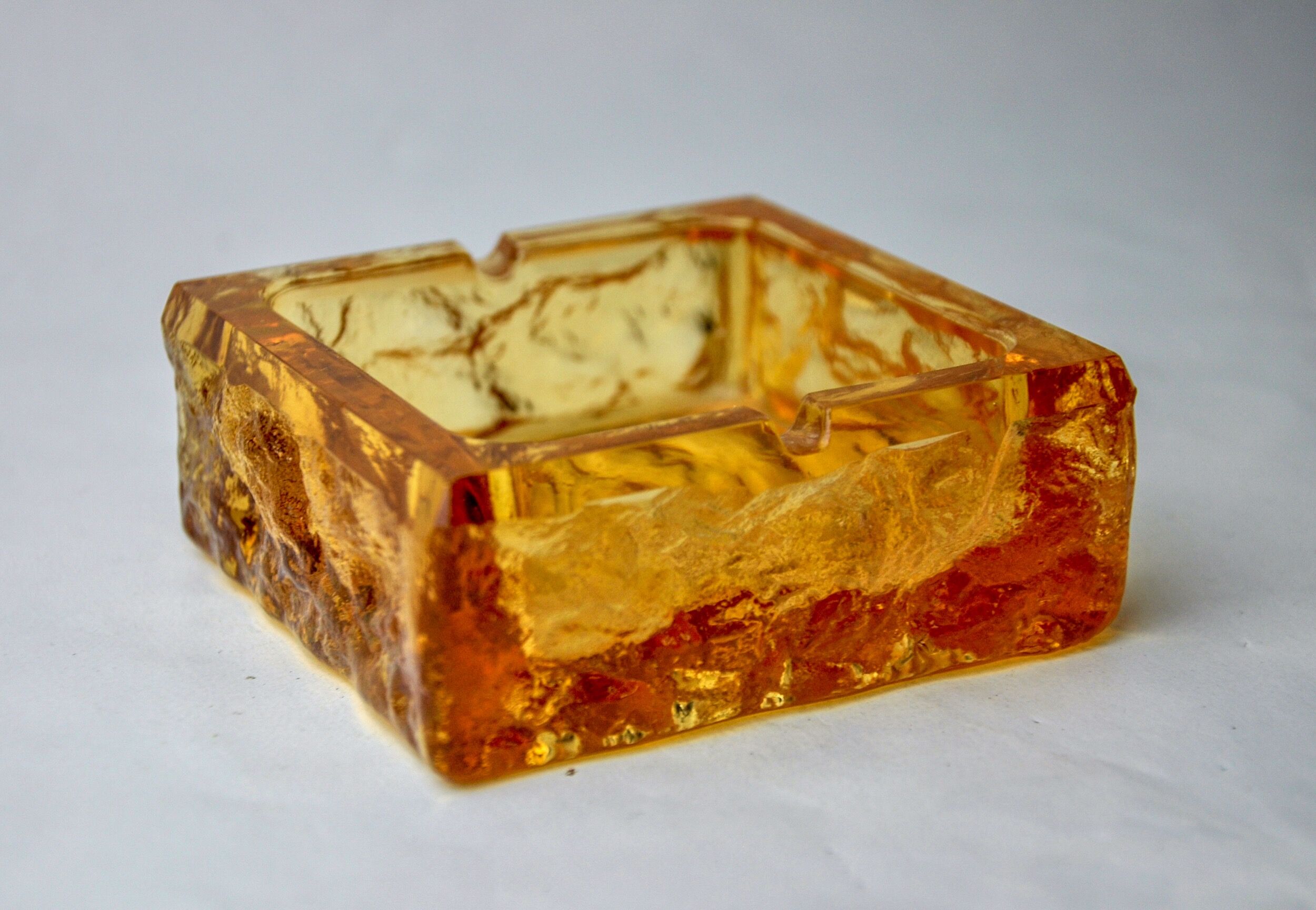 Cendrier orange par Antonio Imperatore, verre de murano, italie, 1970