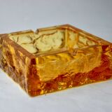 Orange ice cube ashtray by Antonio Imperatore, murano glass, Italy, 1970