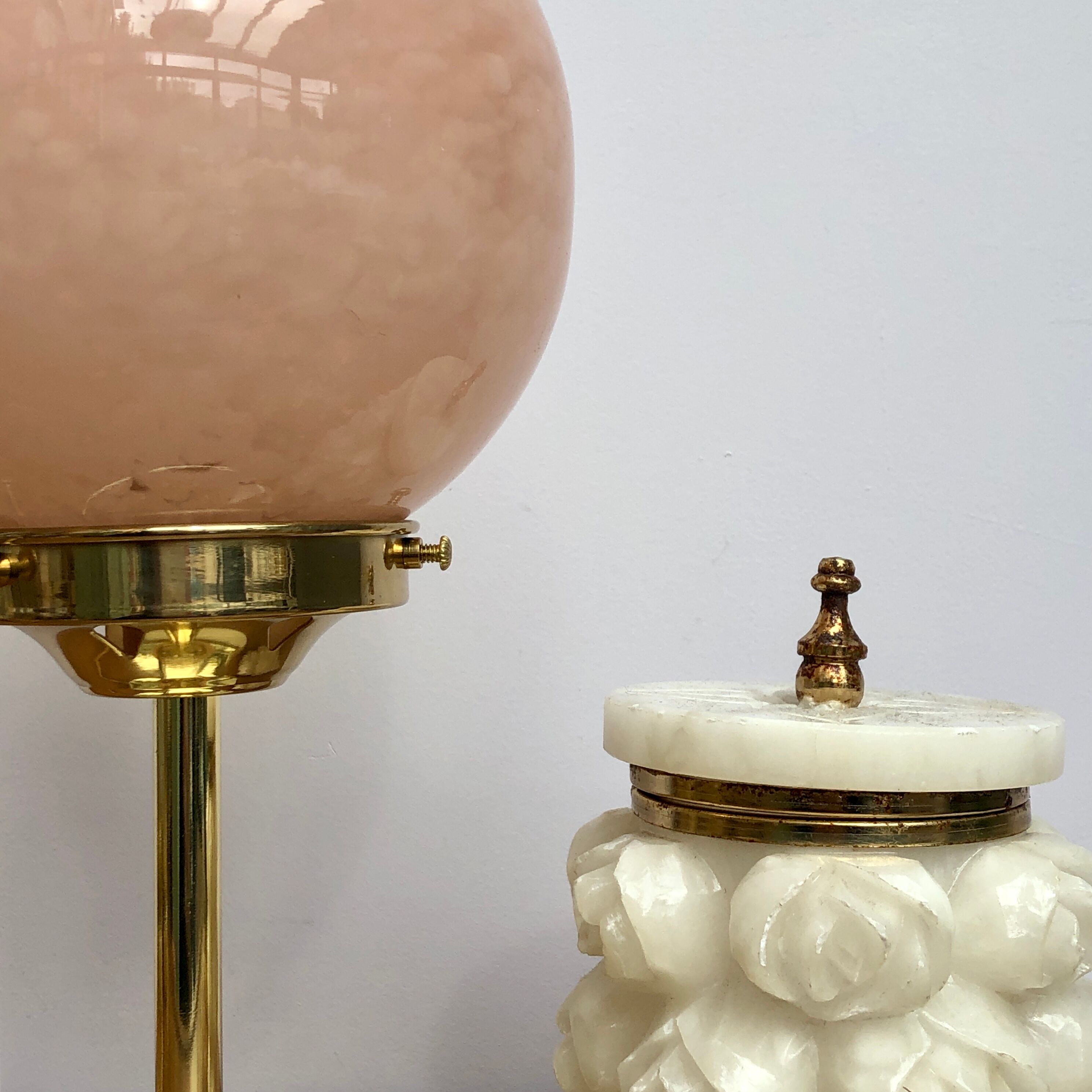 Clichy Rose vintage glass globe lamp