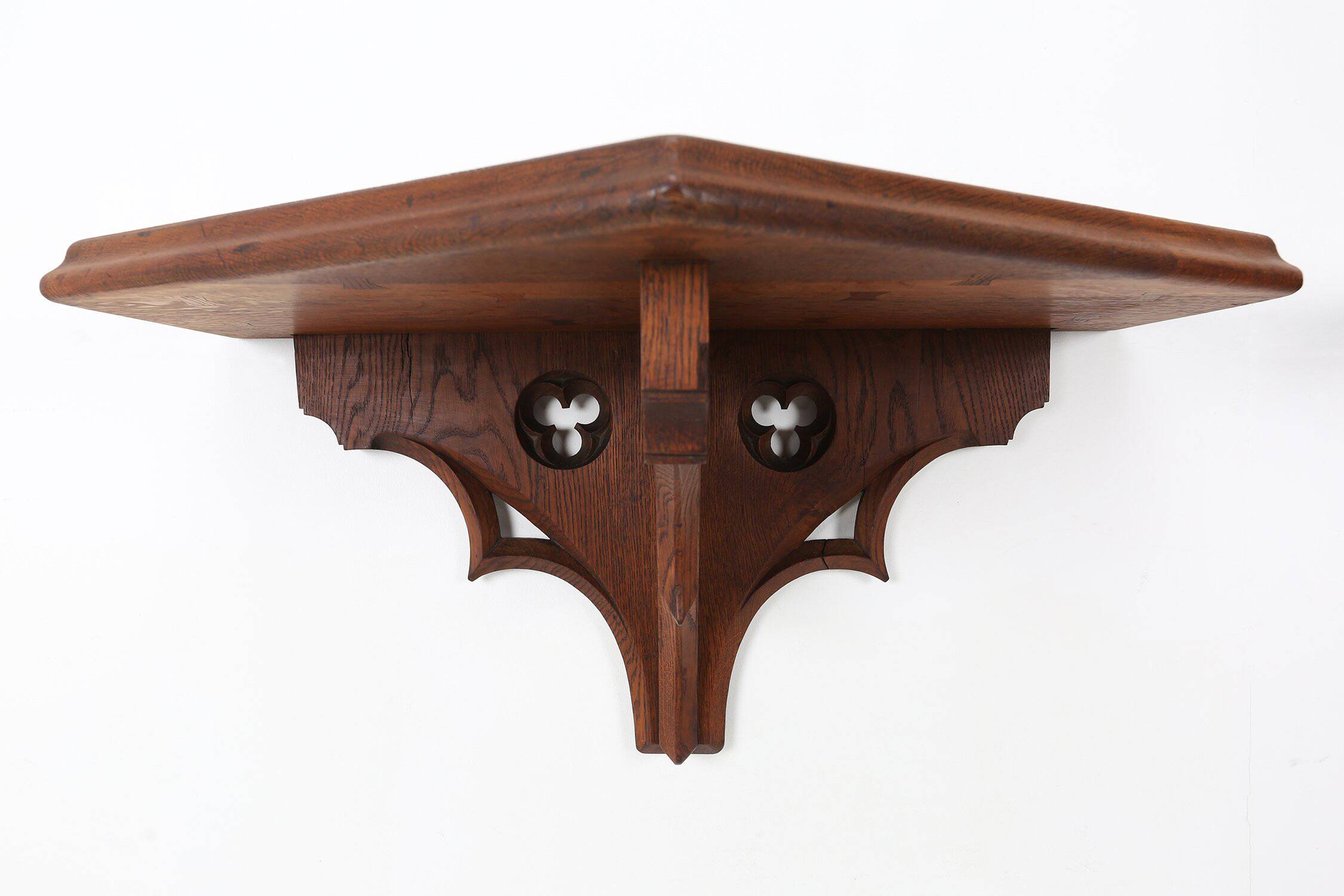 Pair of 2 Antique carved oak Church Wall Consoles, France ca. 1850