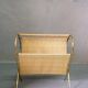 Mid-Century Modern Brass and Bamboo Magazine Rack, Austria 1950s